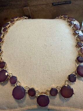 Gold-Tone Necklace with Purple Stone Drops